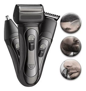 Recortadora eléctrica 3 en 1 para barba, nariz y cabello.