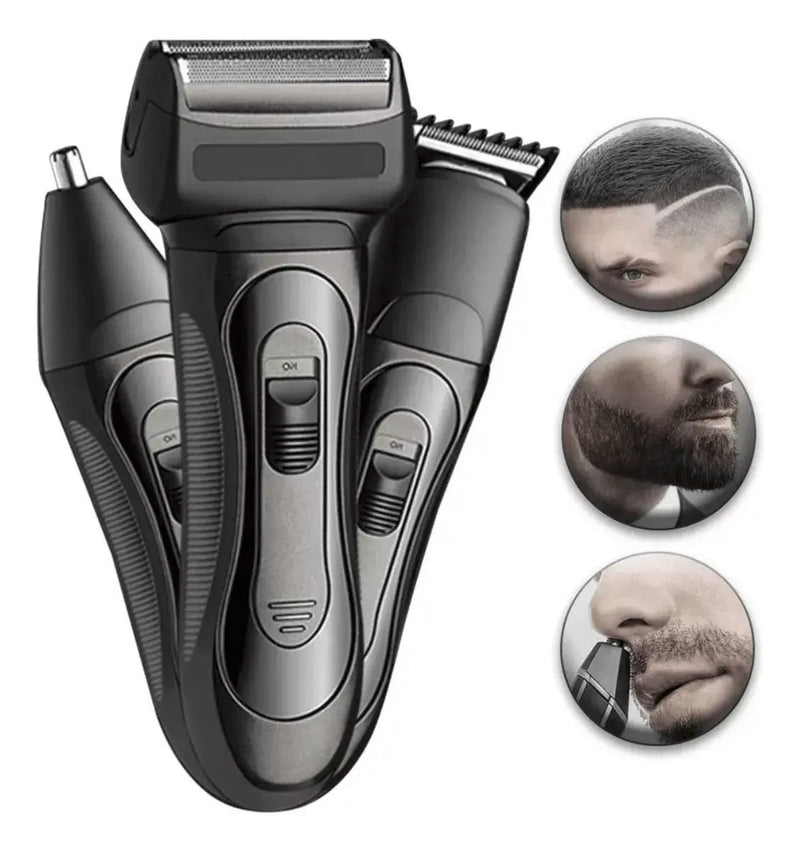 Recortadora eléctrica 3 en 1 para barba, nariz y cabello.