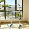 Tendedero de ropa plegable de 3 niveles con alas laterales – Acero inoxidable blanco y azul